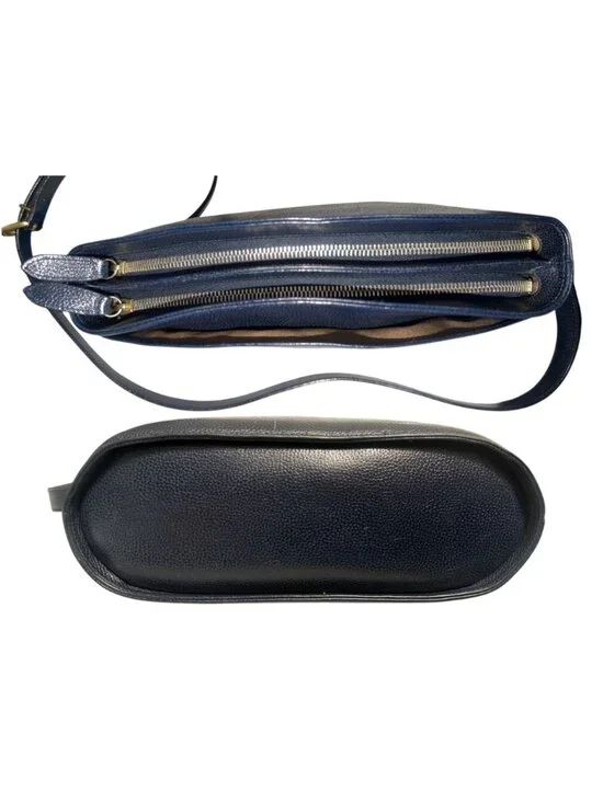 VTG Coach Madison Pierre Bag 4406 Navy Caviar Pebbled Leather Double Zip Italy - Picture 5 of 9